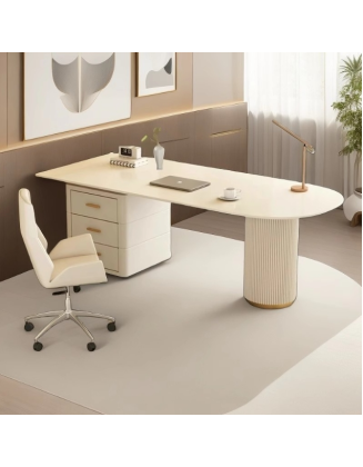 Cream Style Lightweight Rock Slab Computer Desk