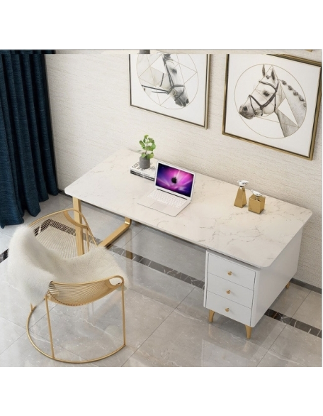 Marble and iron desk computer table